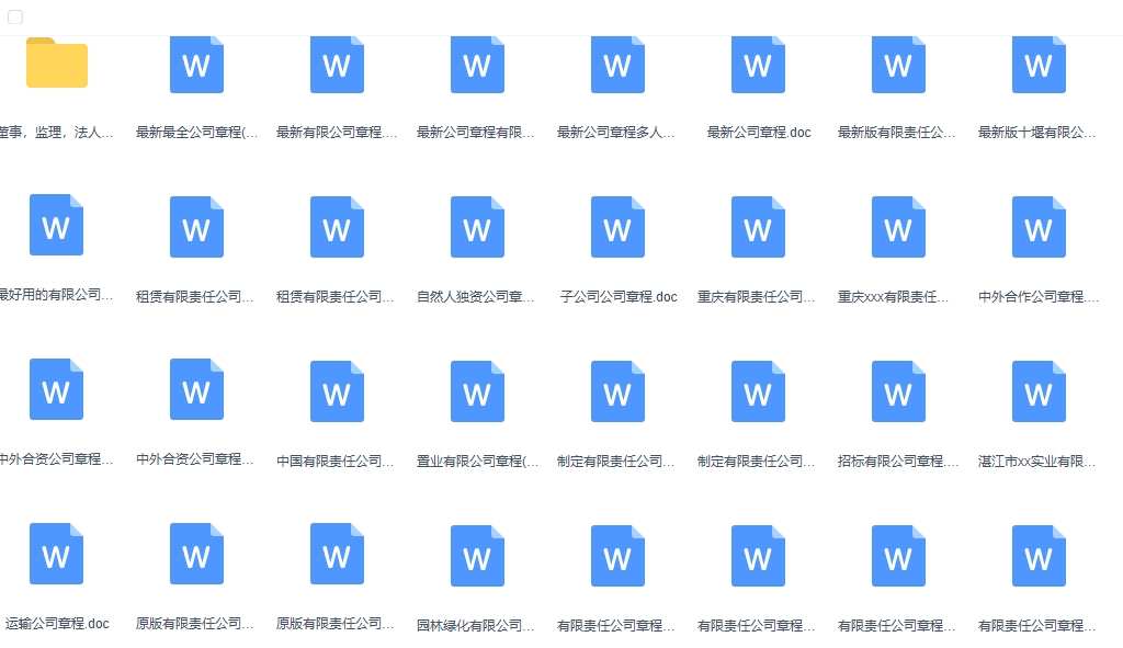 企业公司章程模版300份